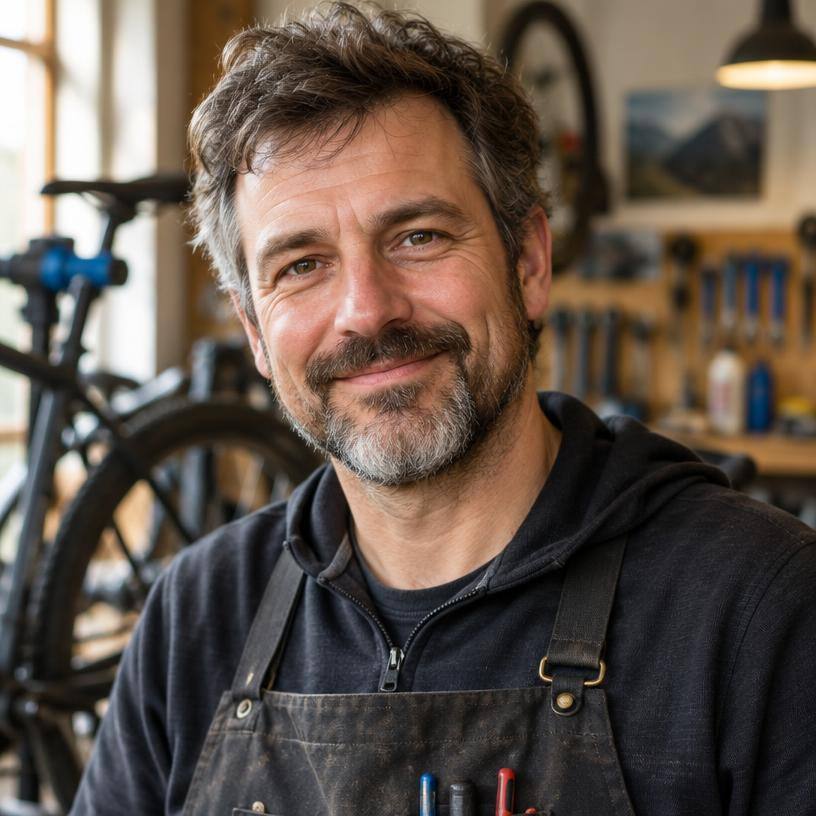 Beispielporträt einer Person im Fahrradladen