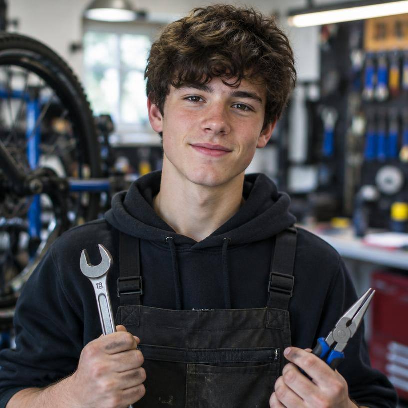 Beispielporträt einer Person im Fahrradladen
